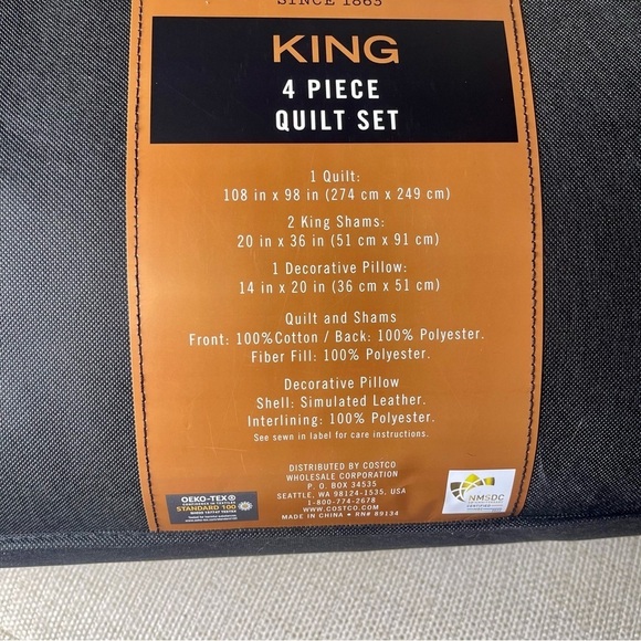 Frye King 4 Piece Quilt Set Navy Blue Striped NWT - Picture 4 of 7